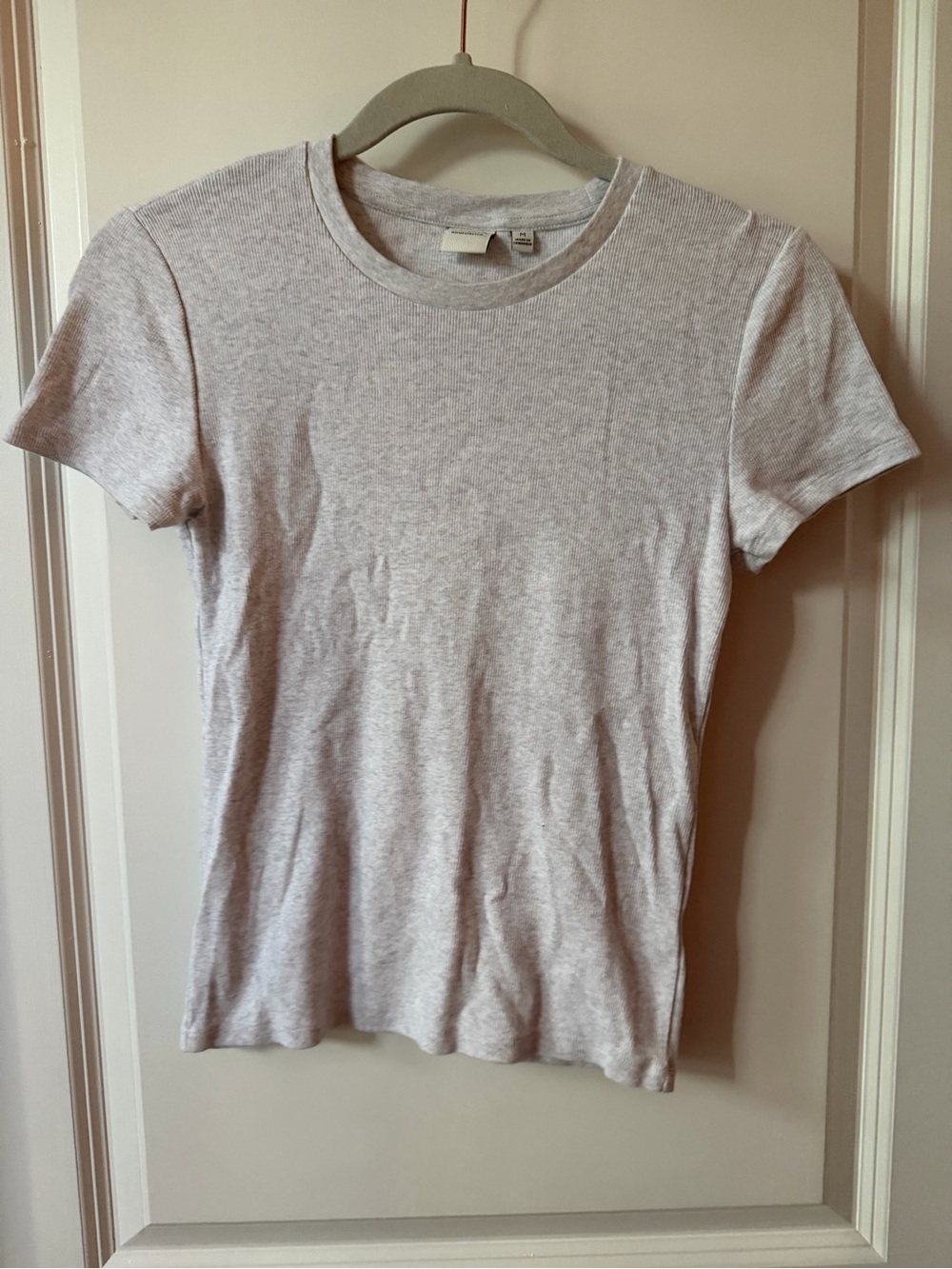 Aritzia Homestretch Slim Crewneck Tee in Light Heather Gray